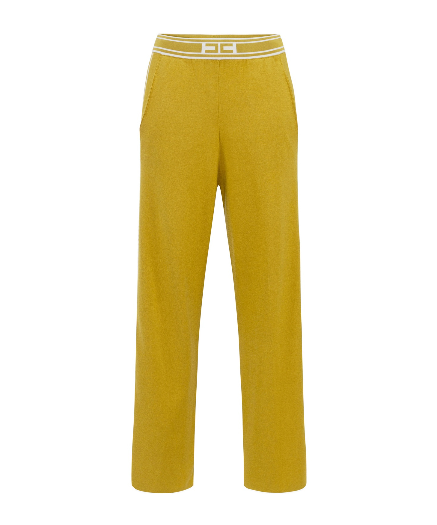 ELISABETTA FRANCHI ELISABETTA FRANCHI LOGO WAISTBAND STRAIGHT LEG TROUSERS