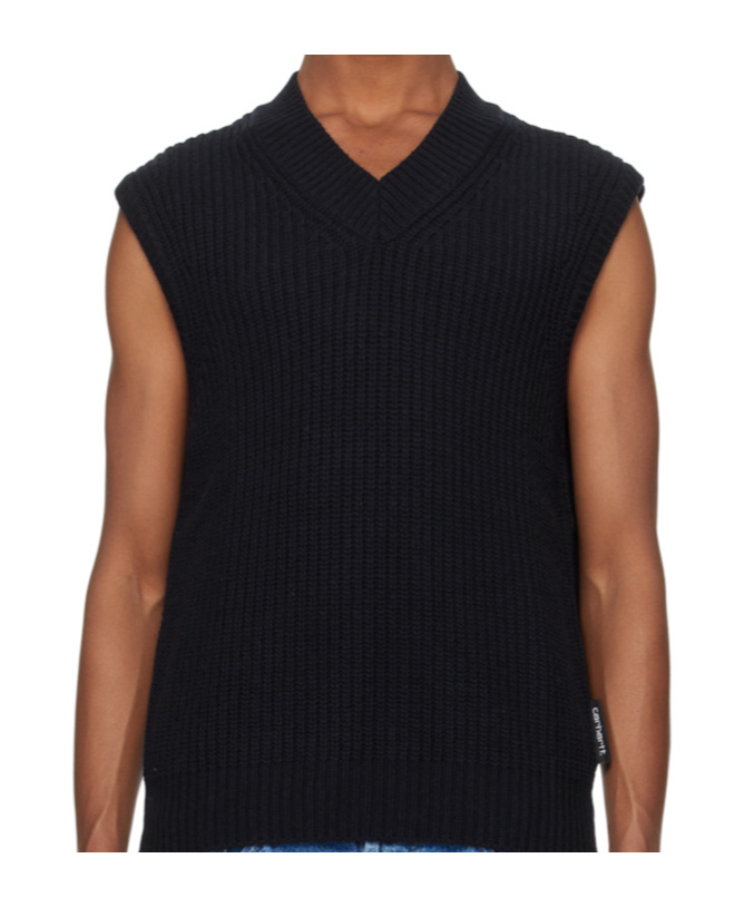 Carhartt V-neck Knitted Vest In Black
