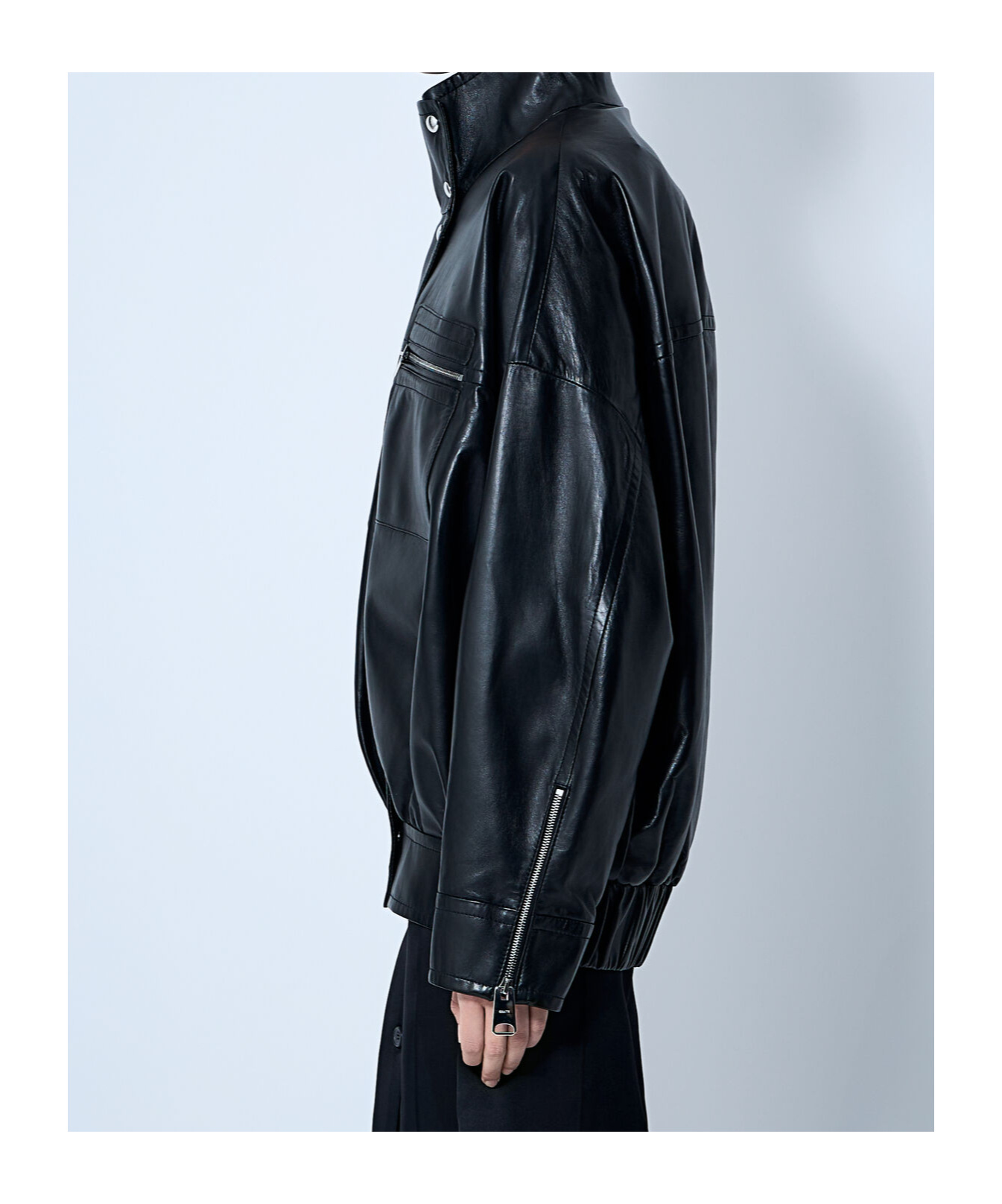 Khaite Ayman Leather Bomber Jacket In Black