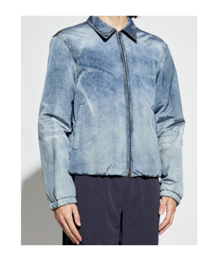 Diesel Padded Denim Look Jacket Pockets In Blue