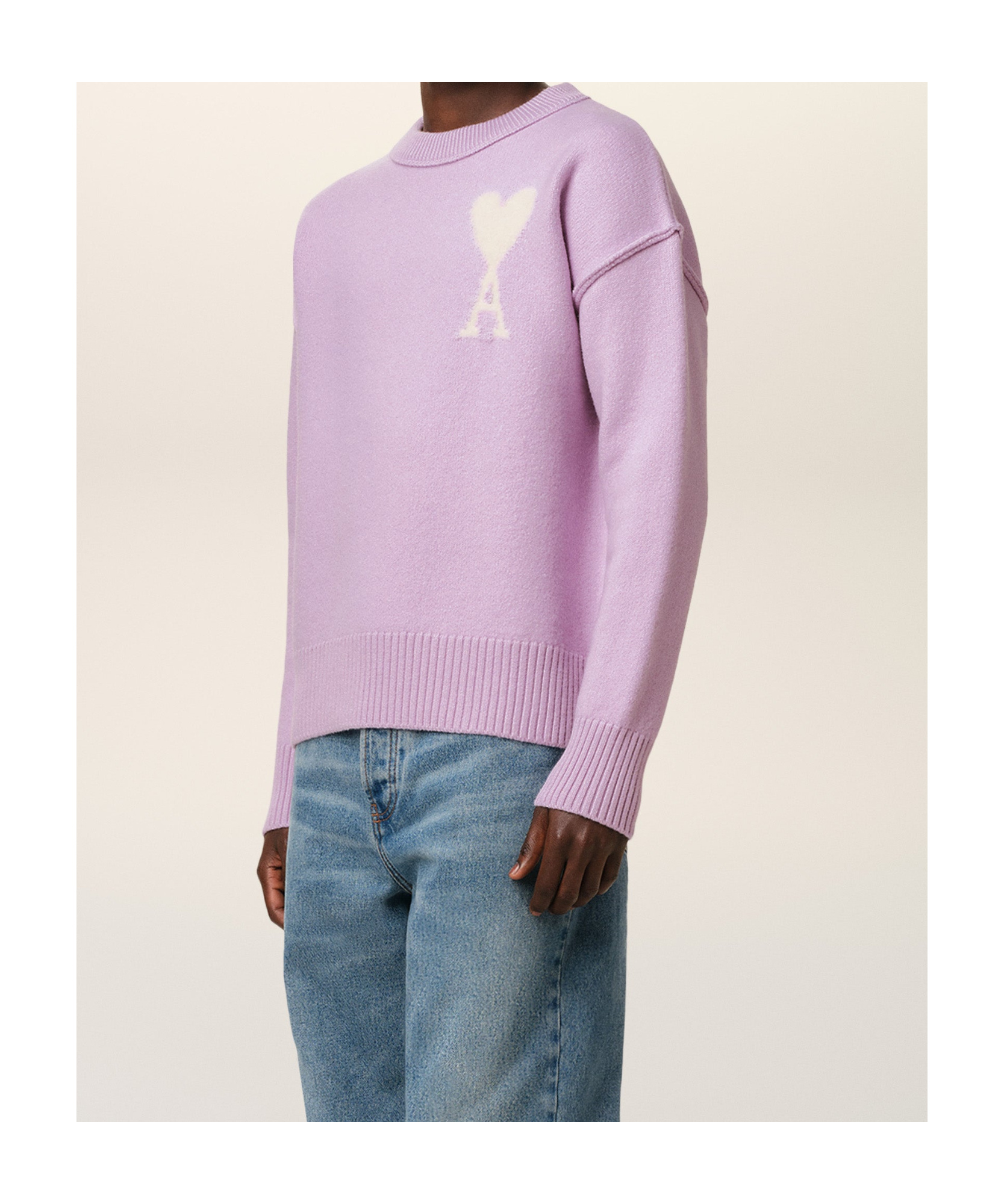 Ami Alexandre Mattiussi Ami Paris Logo Knit Sweater In Purple