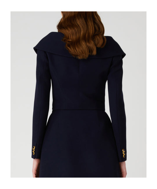 Alessandra Rich Off-shoulder Wool Cardigan In Black