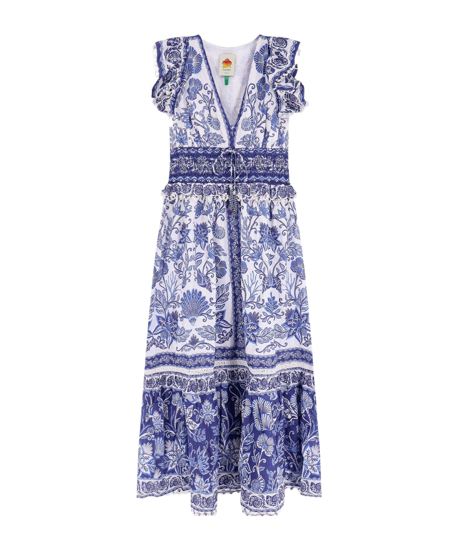 Farm Rio Patterned Dress In Blue