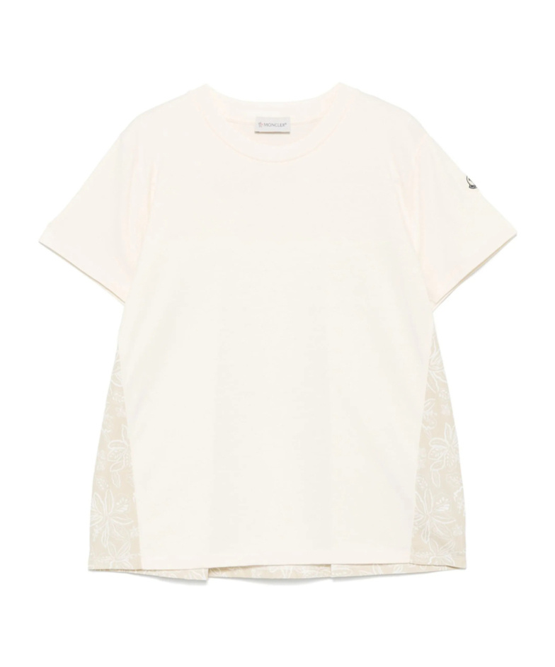 Moncler Floral-print T-shirt In Nude