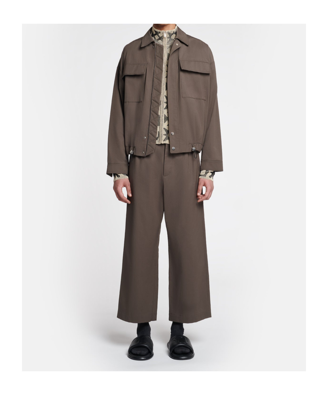 Nanushka Drawstring Twill Shirt Jacket In Green