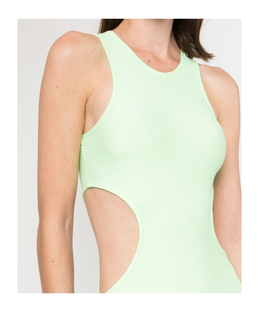 Reina Olga Sleeveless Bodycon Minidress With Cut-out In Green