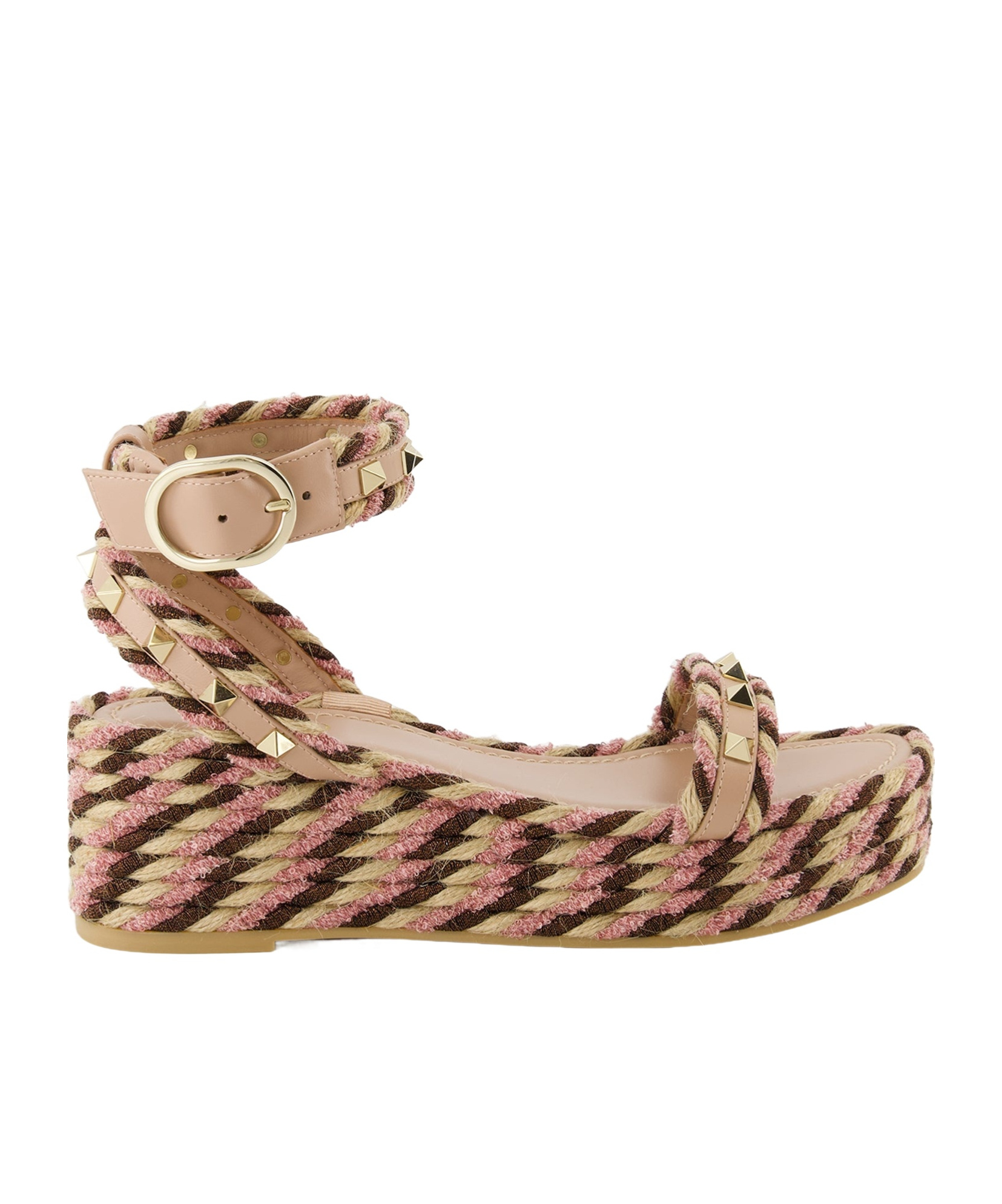 Valentino Rockstud 45 Leather Sandal In Nude