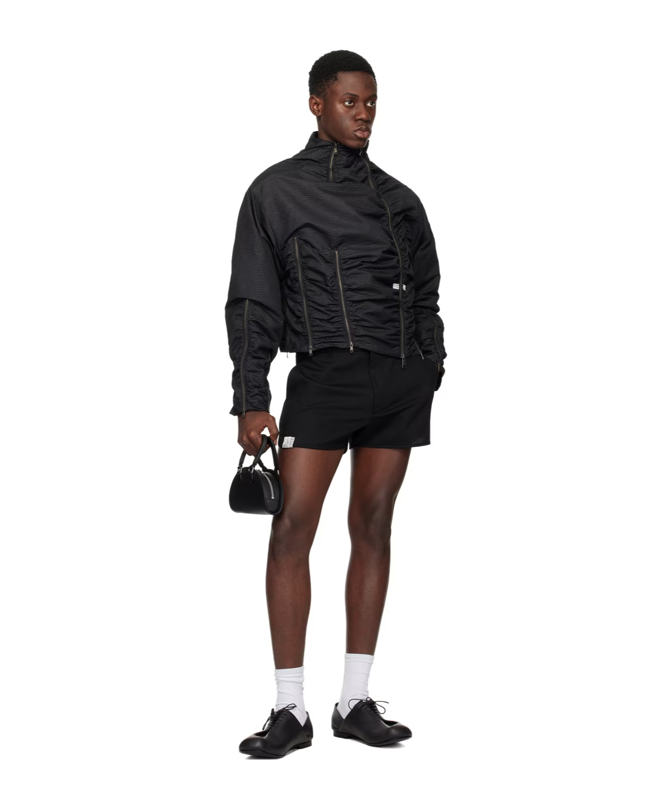 Ader Error Belt Loop Zipper Shorts In Black