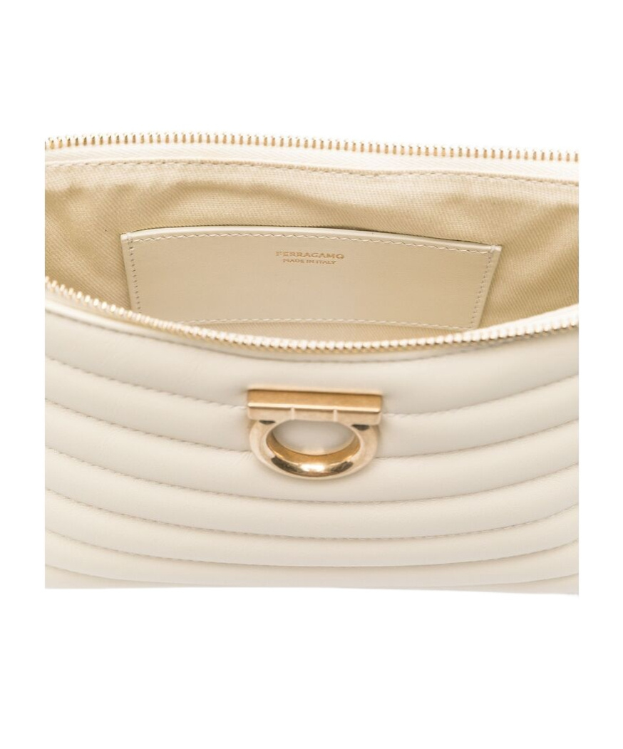 Ferragamo Mini Zipper Shoulder Bag In White