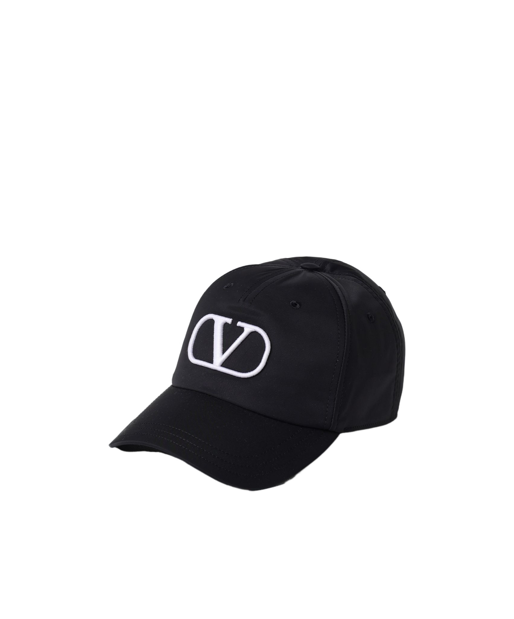 Valentino Garavani Black Baseball Cap With Embroidered V Logo On Front In Cotton Man In Black