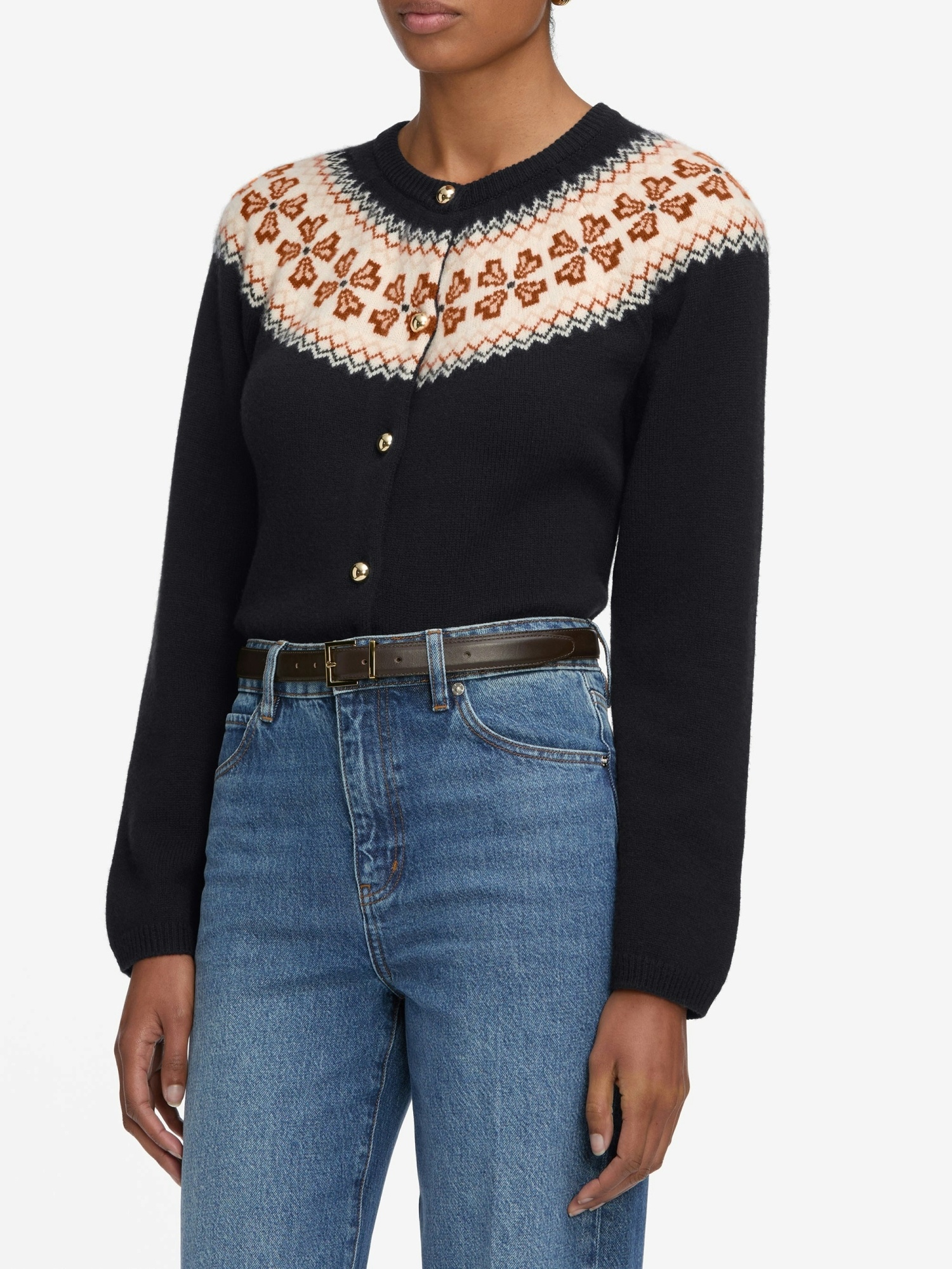 Frame Button-front Cardigan In Black