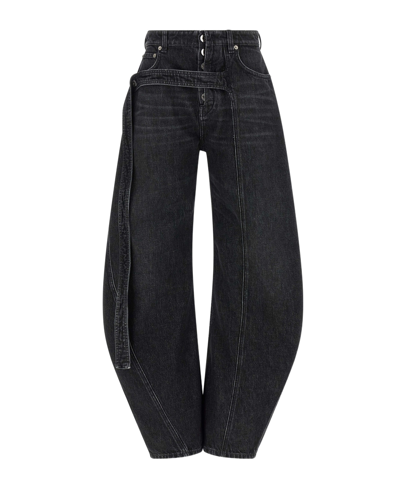 Jean Paul Gaultier High Rise Wide Leg Trousers With Belt Loops In Black