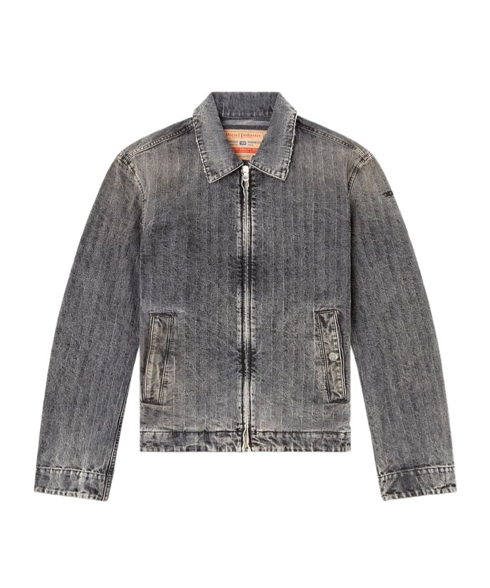 Diesel Blouson Jacket In Herringbone Denim In Gray