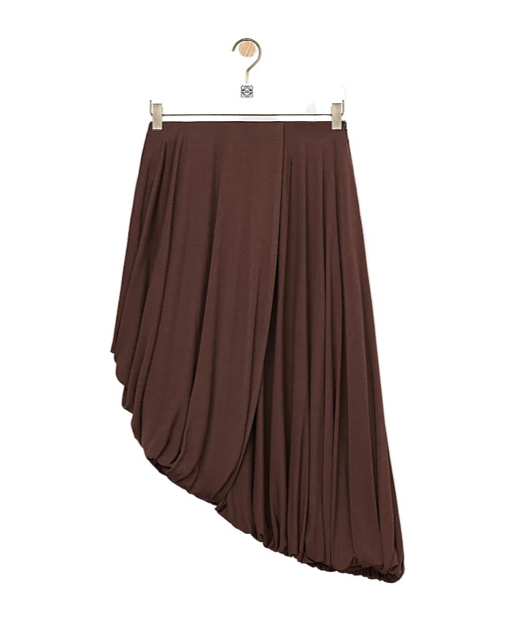 Loewe Draped Viscose Skirt In Brown