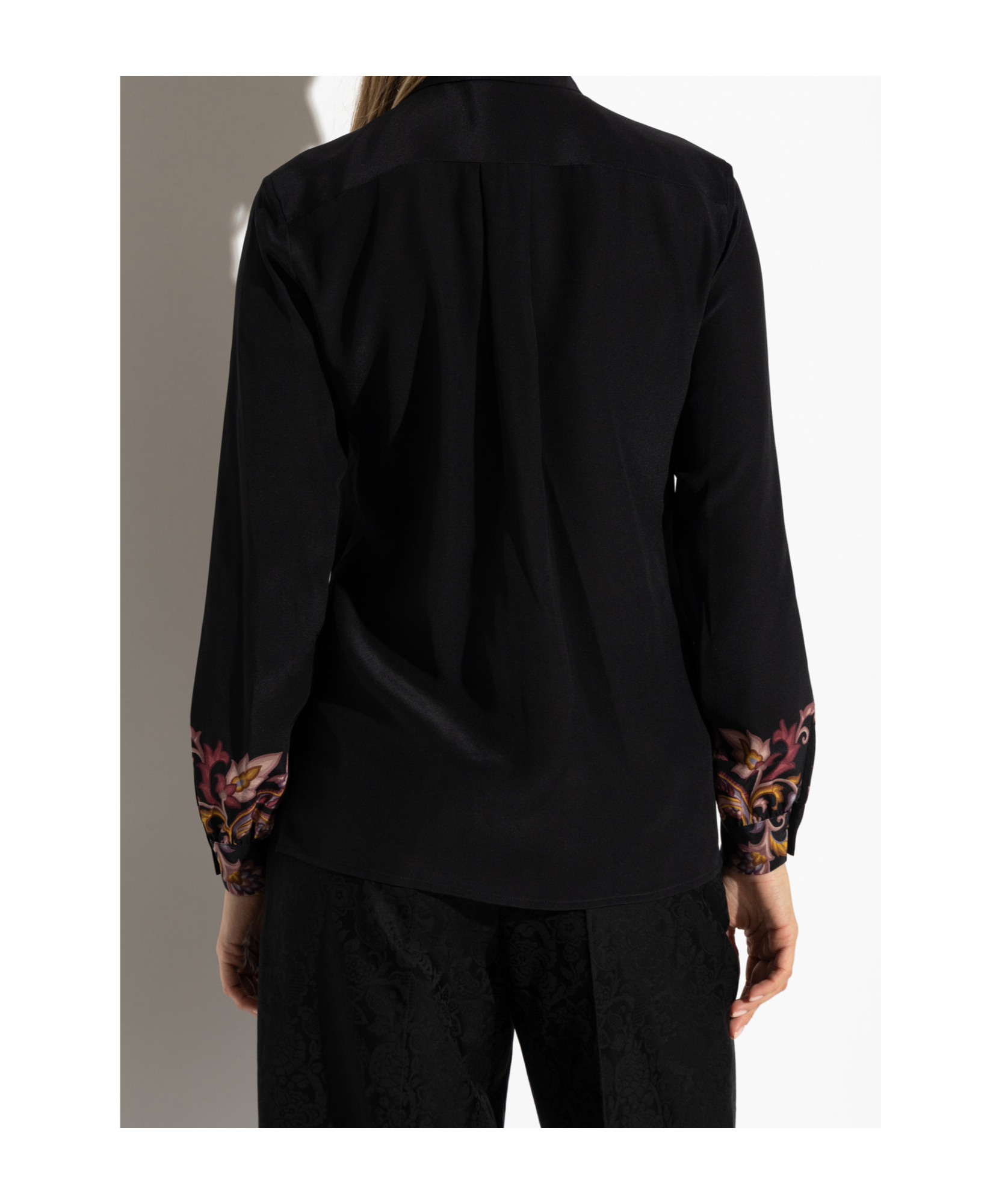 Etro Decorative Long-sleeved Silk Shirt In Black