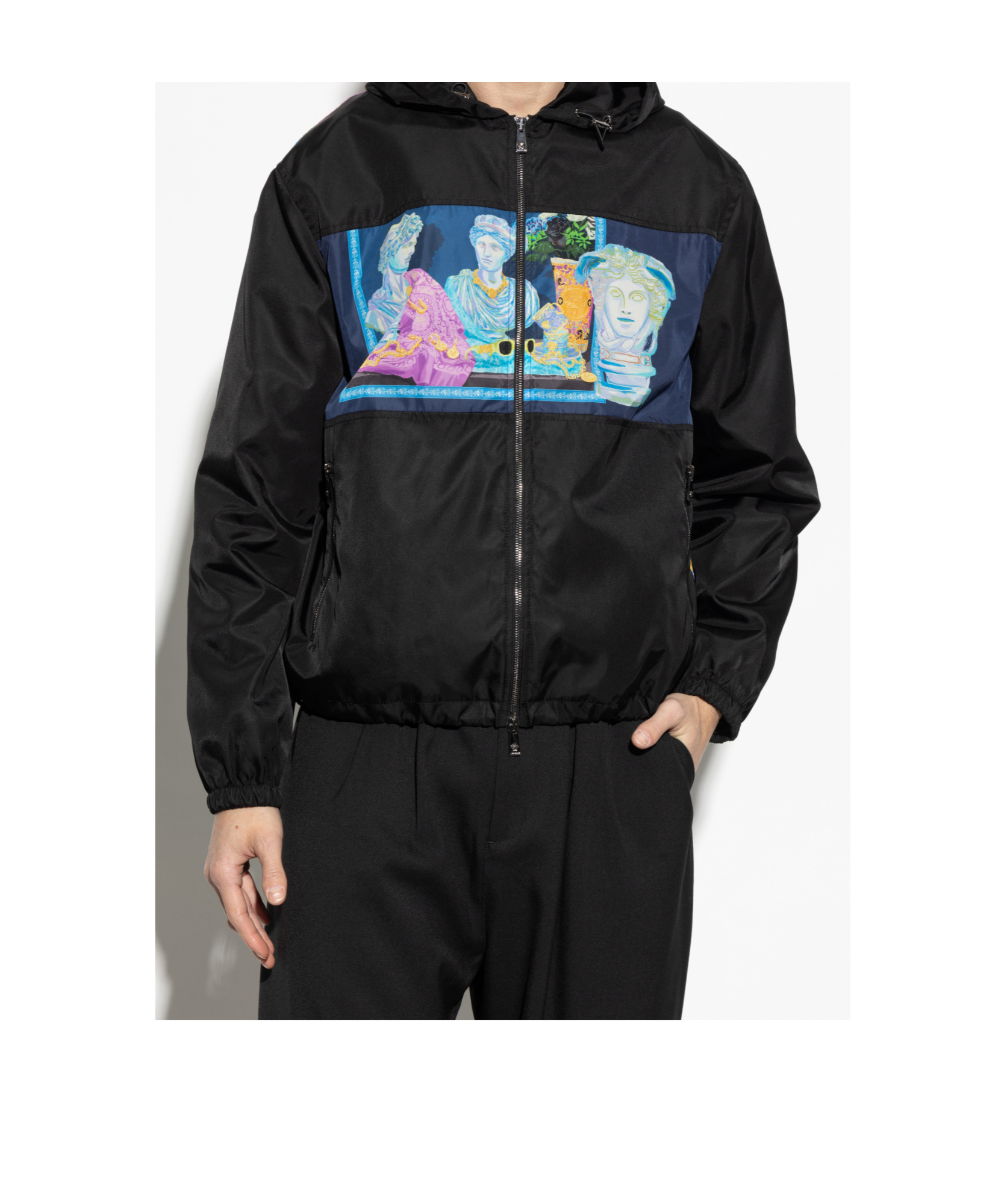 Versace Long-sleeved Casual Jacket In Black