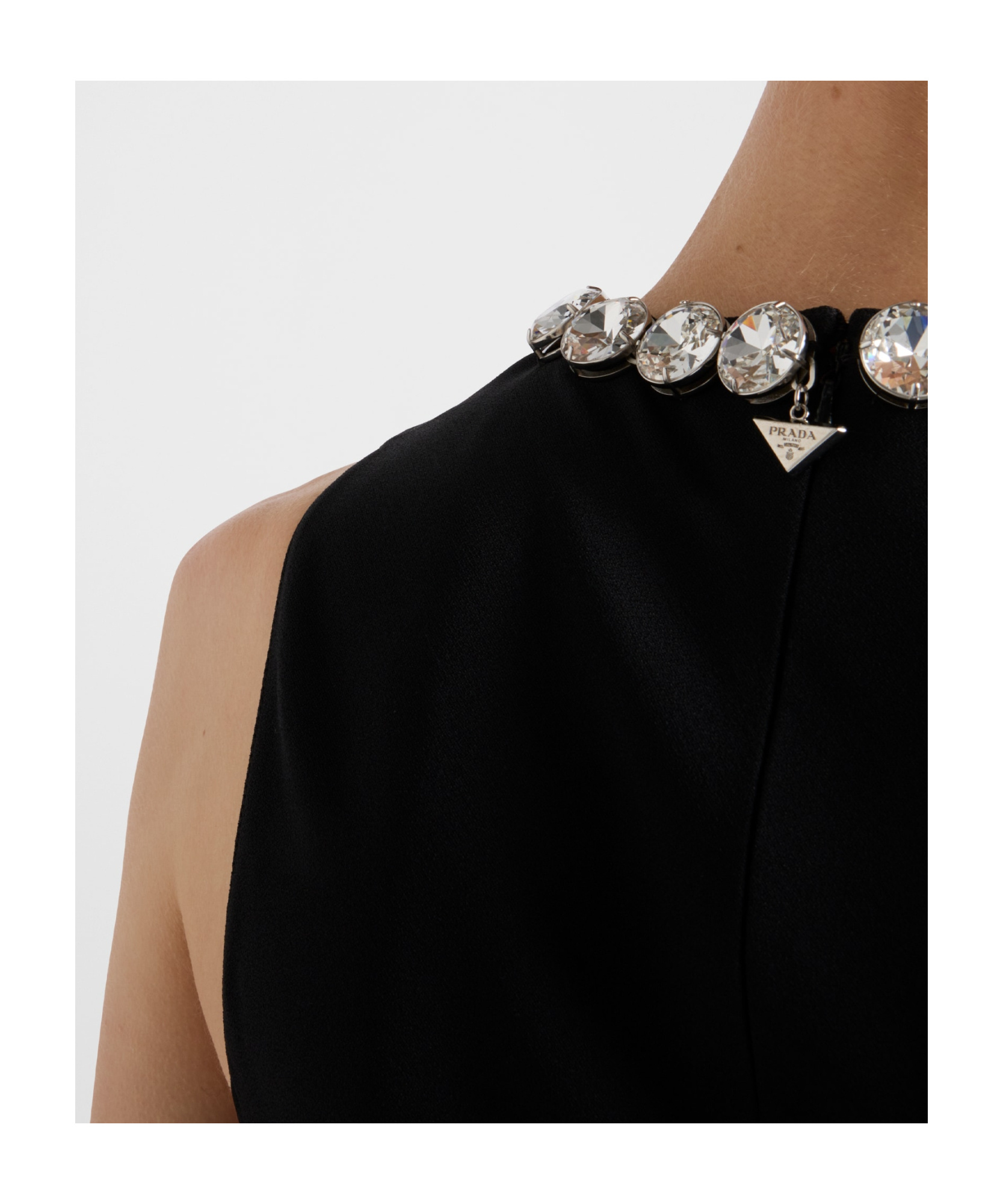 Prada Black Embroidered Sable Dress In Black