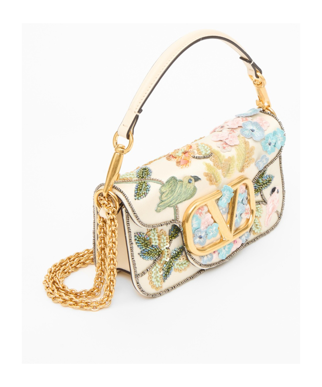 Valentino Garavani Locò Small Embroidered Shoulder Bag In Multi-color