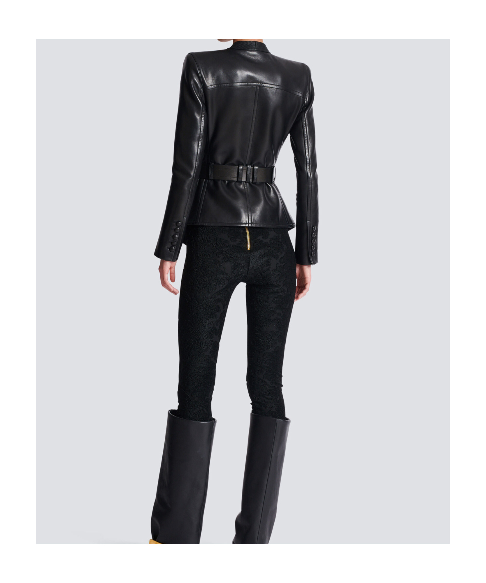 Balmain Belted 4 Pokets Fitted Lambskin Jacket Clothing In Black