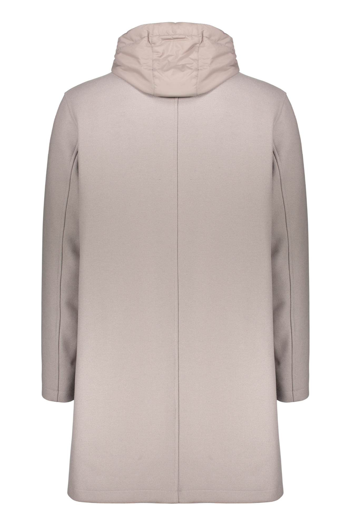 Herno Single-breasted Hooded Coat In Neutral