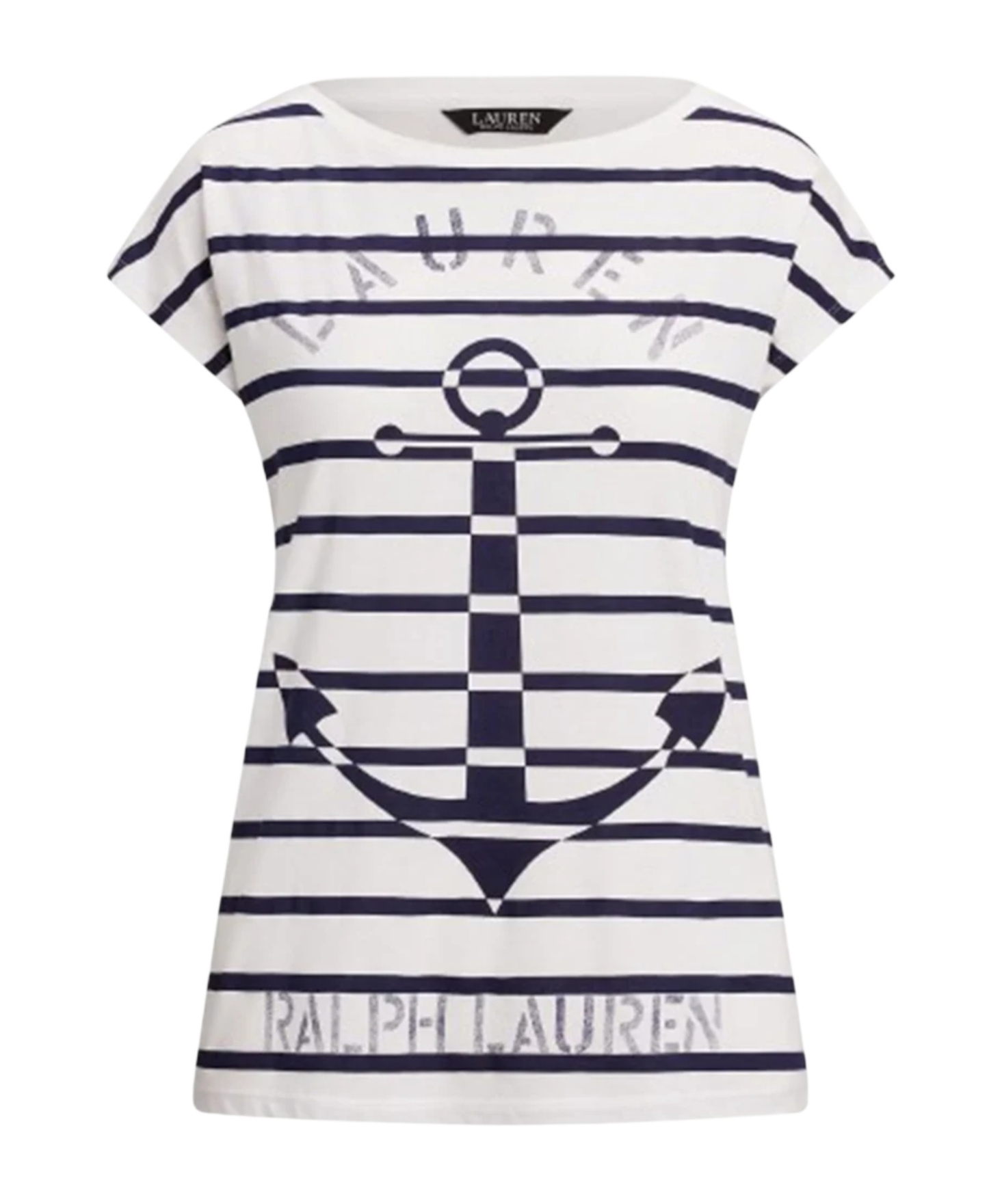Polo Ralph Lauren Striped Anchor-graphic Jersey Tee In White