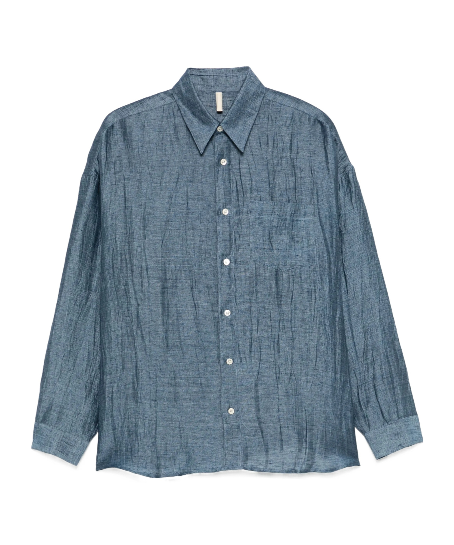 Sunflower Casual Blue Shirt With Crinkled Texture