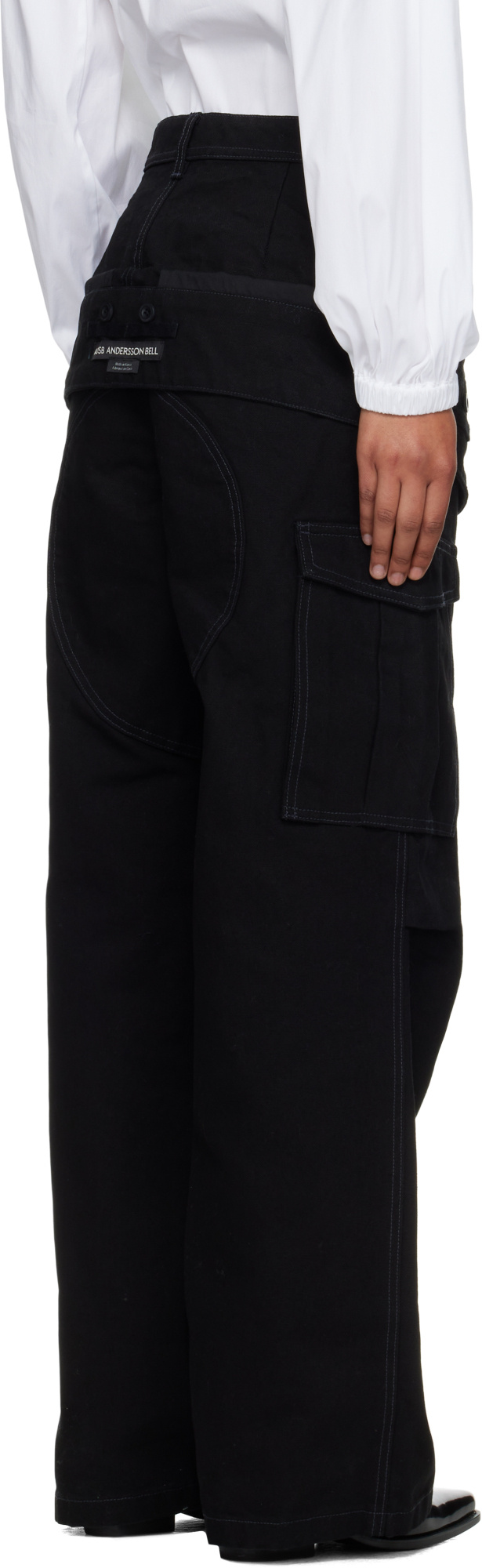 Andersson Bell Double-waisted Cargo Wide-leg Jeans In Black