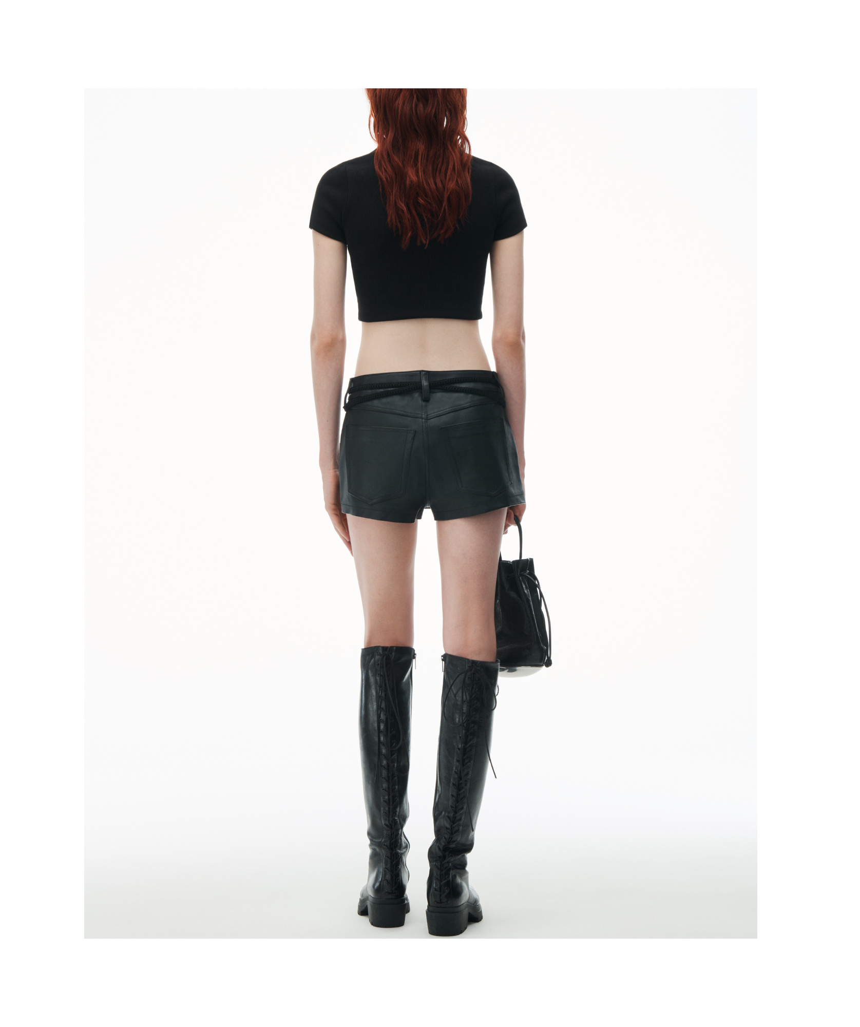 Alexander Wang T Logo-embossed Cropped Top In Black