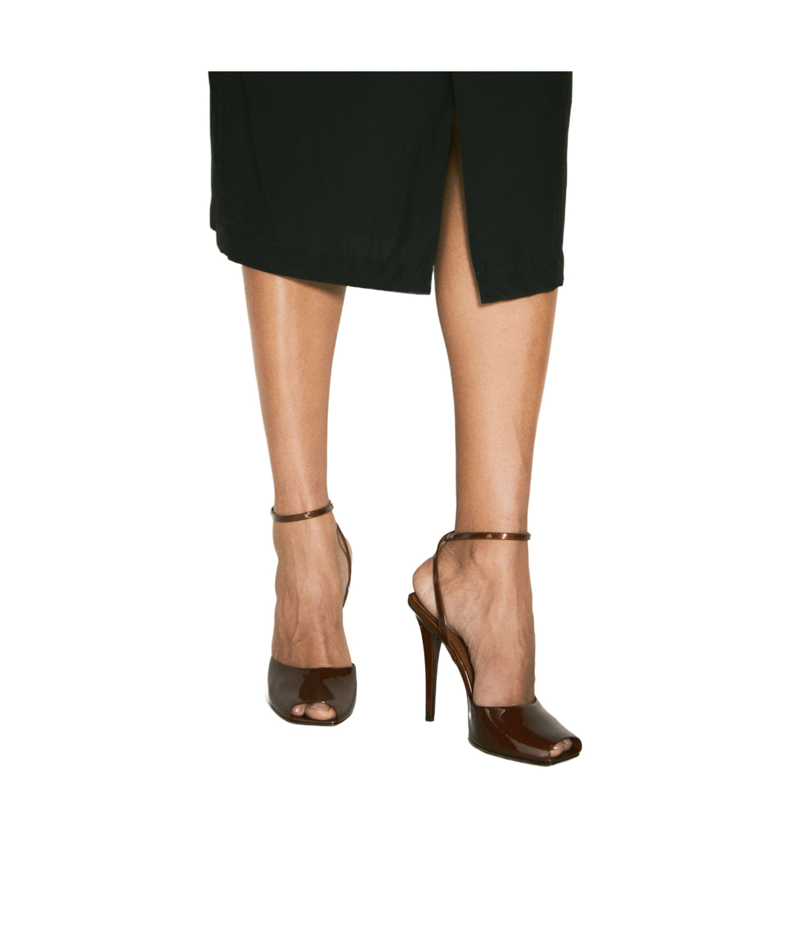 Saint Laurent La Scandale 110 Patent Leather Peep-toe Pumps In Black