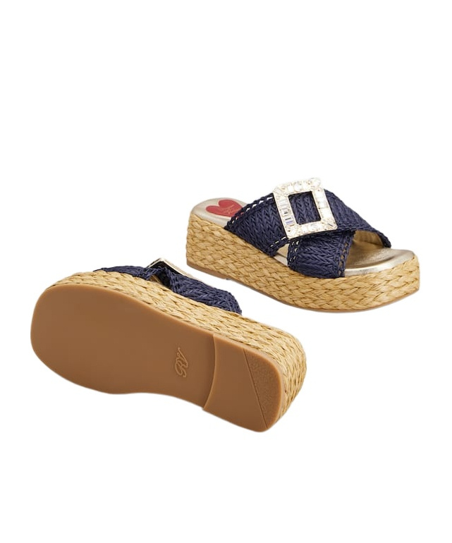 ROGER VIVIER WEDGE MULES IN RAFFIA