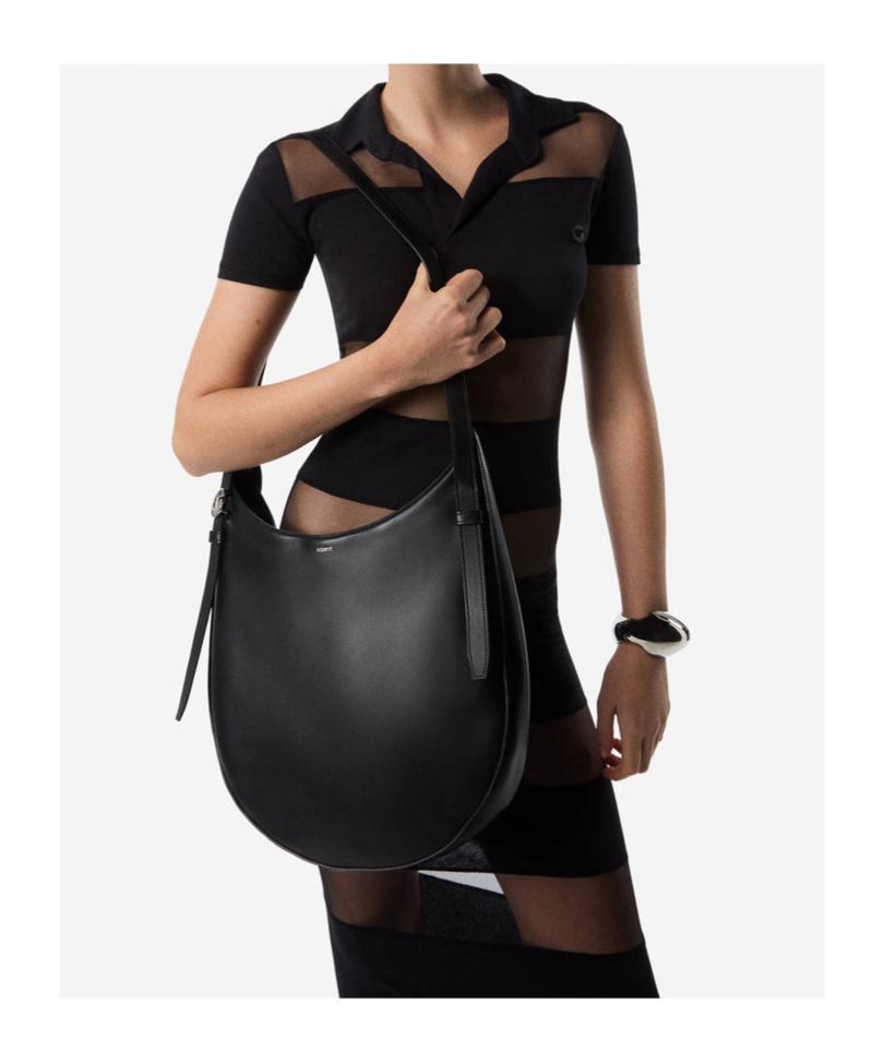 Coperni Medium Black Leather Hobo Shoulder Bag In Black