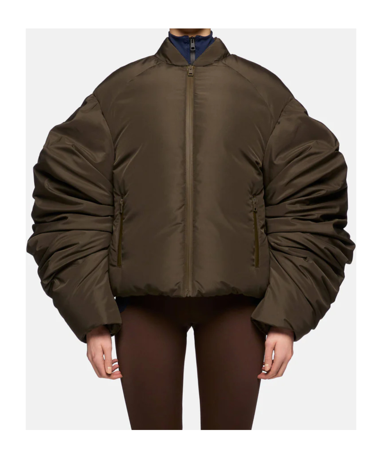 Khrisjoy Lily Bomber In Mat Nylon Olive Green In Green