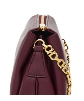 Ferragamo Embossed Logo Chain Mini Bag In Purple