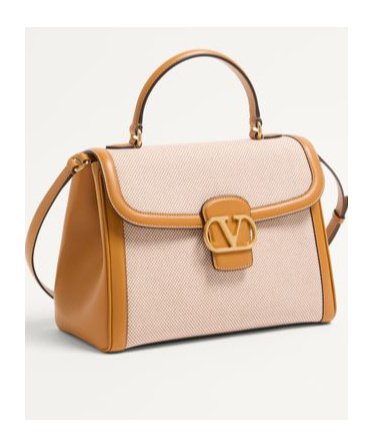 Valentino Large Canvas 9 To 5 Top-handle Bag In Nude