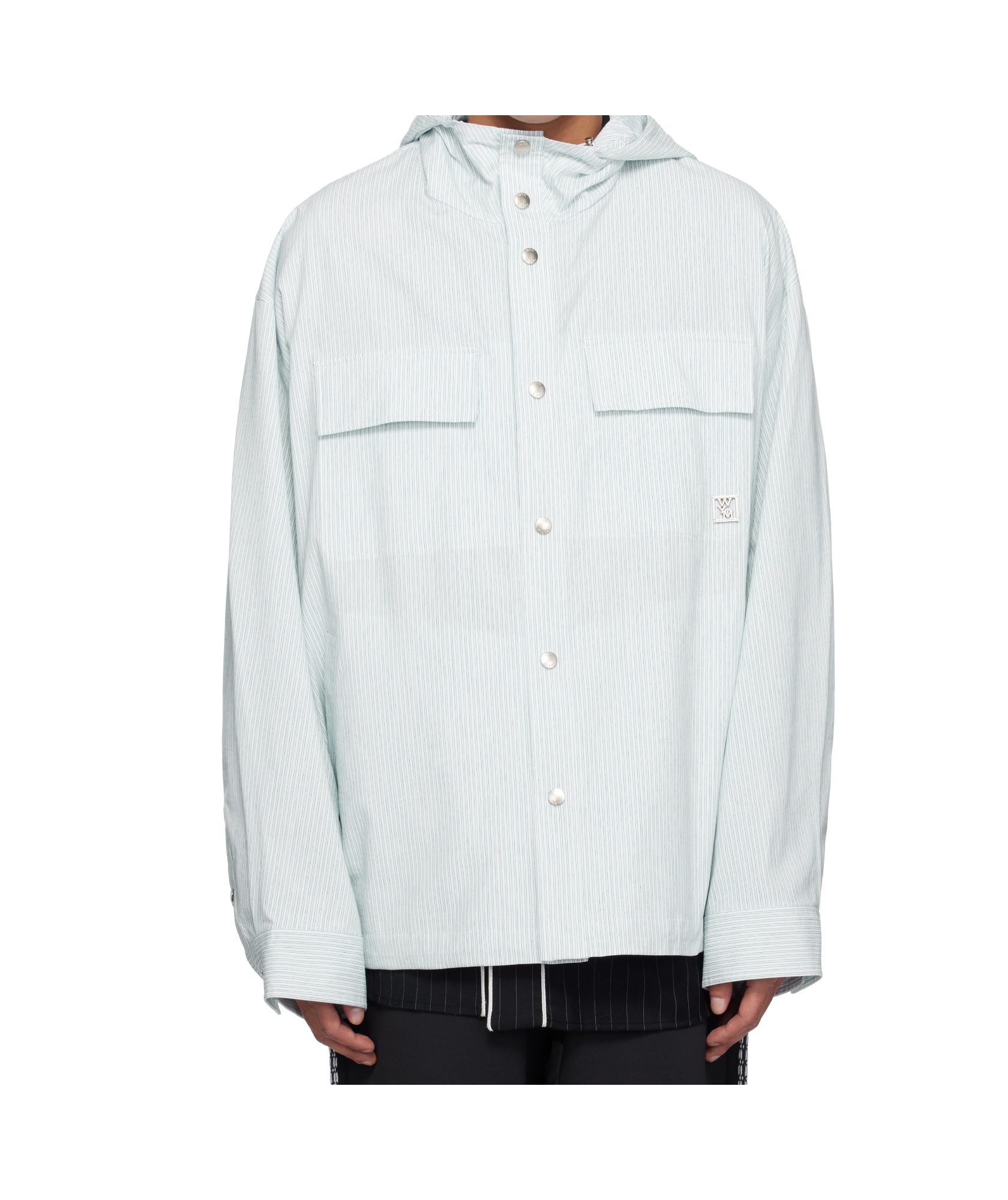 Wooyoungmi Stripe Hooded Shirt In White