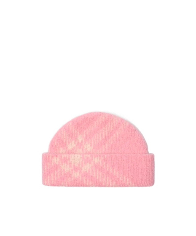 Burberry Check Mohair Wool Blend Beanie In Pink