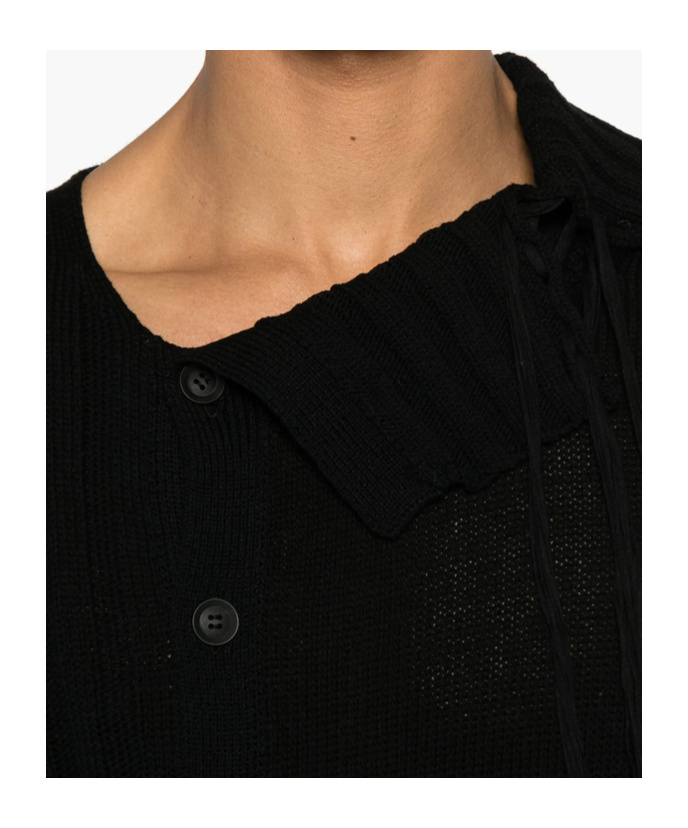 Shop Yohji Yamamoto Asymmetric Cardigan In Black