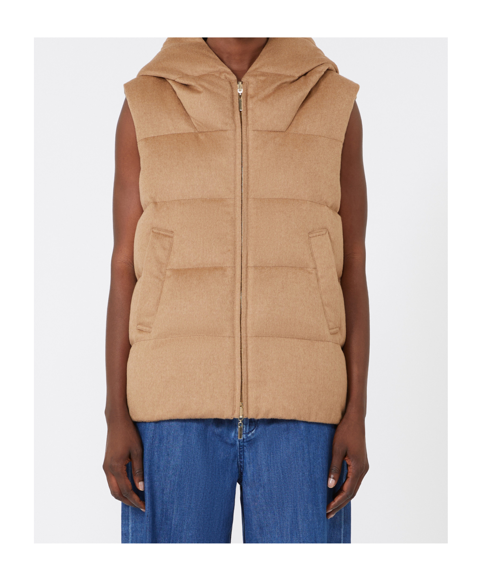 Max Mara Waterproof Taffeta Double-faced Quilted Vest In Brown