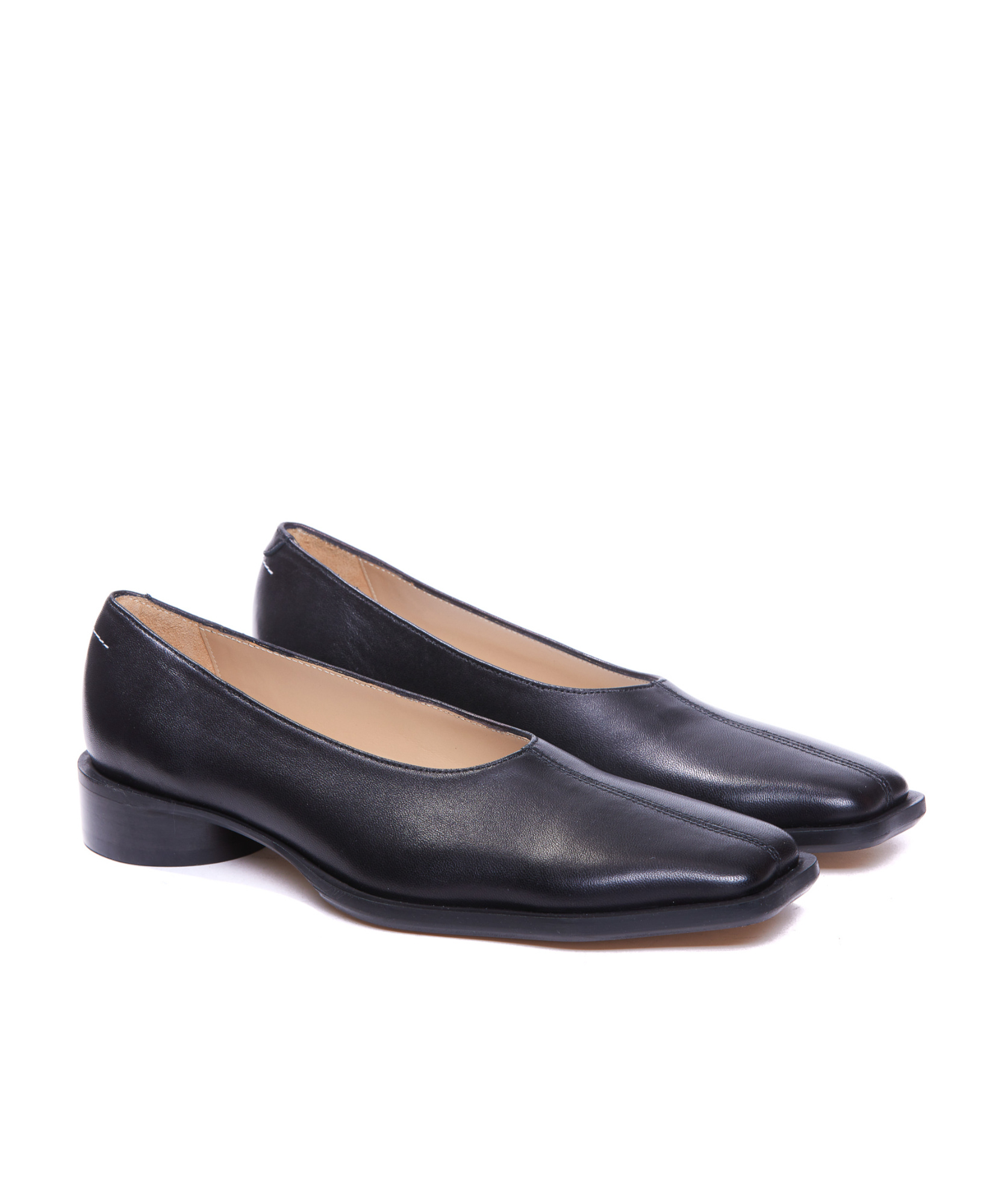 Mm6 Maison Margiela Square-toe Ballerina Shoes In Black