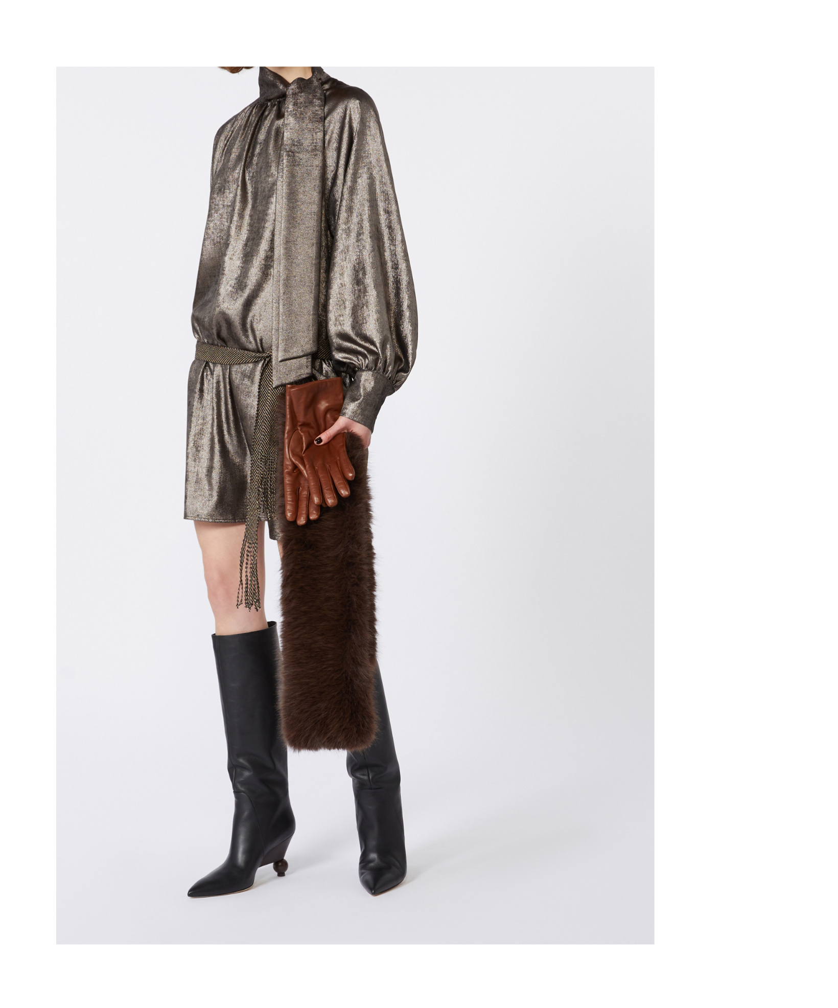 Weekend Max Mara Long-sleeved Dress In Brown