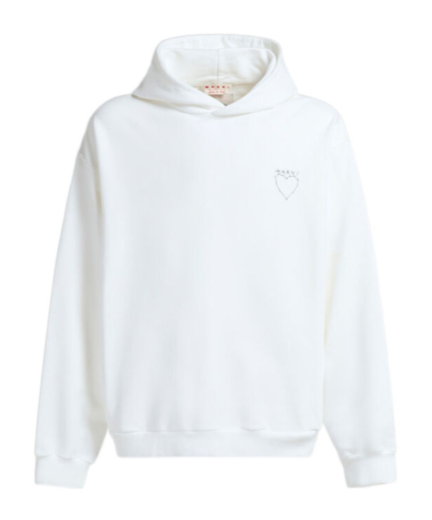 Marni Logo-printed Drop Shoulders Hoodie In White