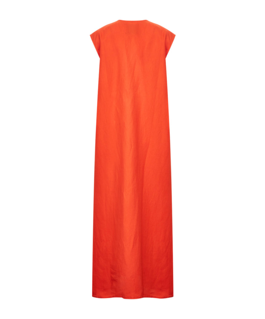 Studio Nicholson Orange Lise Linen Midi Dress In Red
