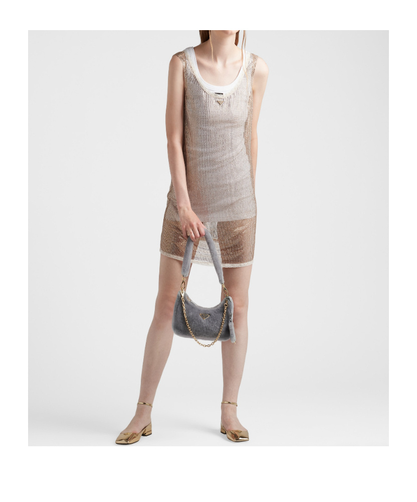 Prada Re-edition 2005 Shearling Shoulder Bag In Cornflower