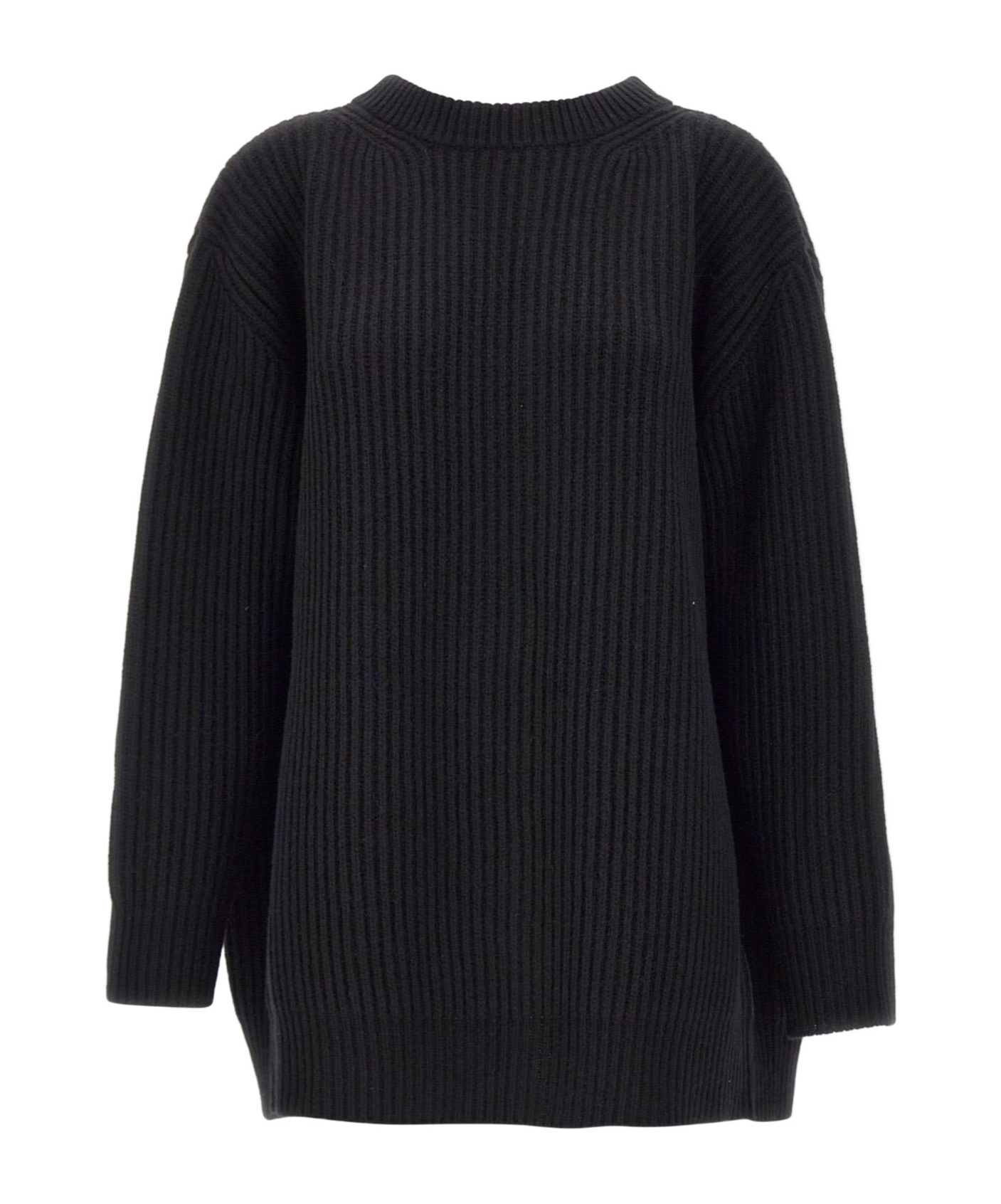 Mm6 Maison Margiela Ribbed Crewneck Sweater In Black