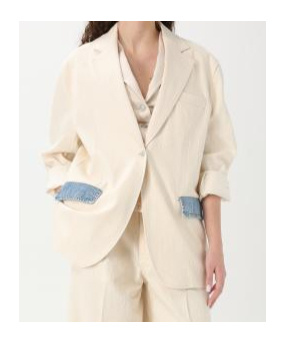 Moschino Jacket In Stretch Cotton Denim Details In White