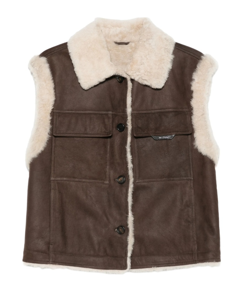 Shop Brunello Cucinelli Shearling-collar Gilet