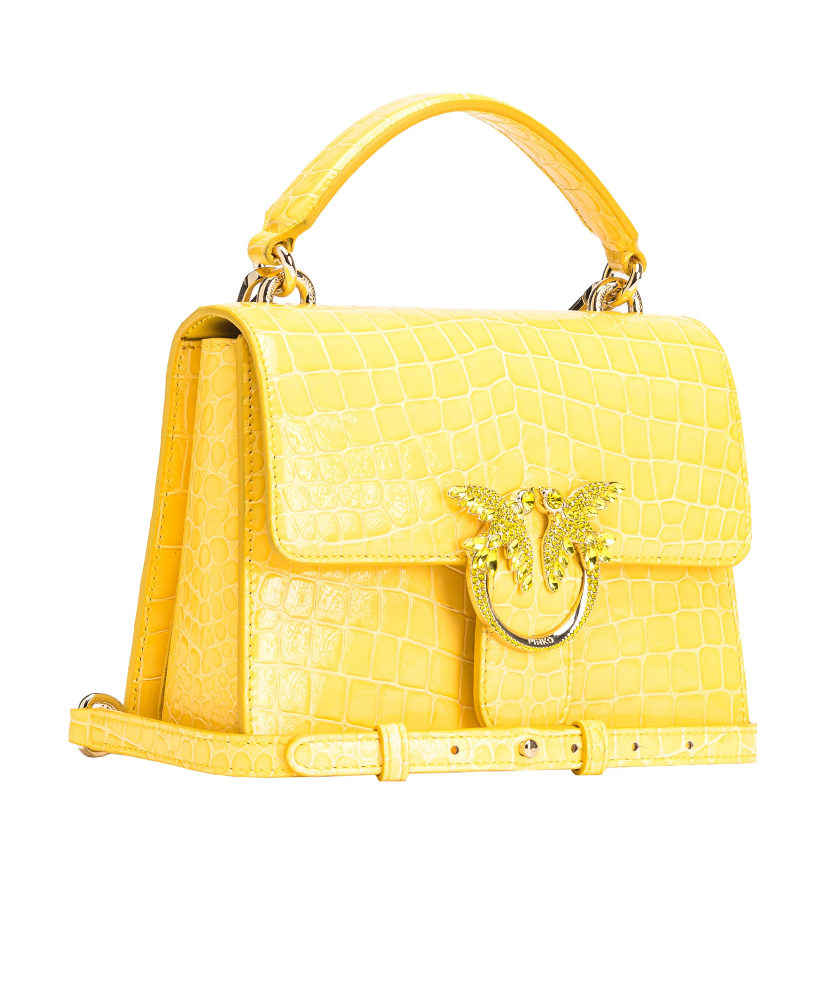Pinko Adjustable Strap Shoulder Bag In Yellow