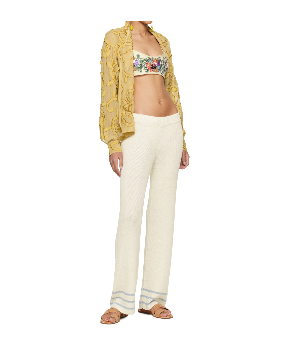 Bode Quincy Stripe Trousers In Neutral