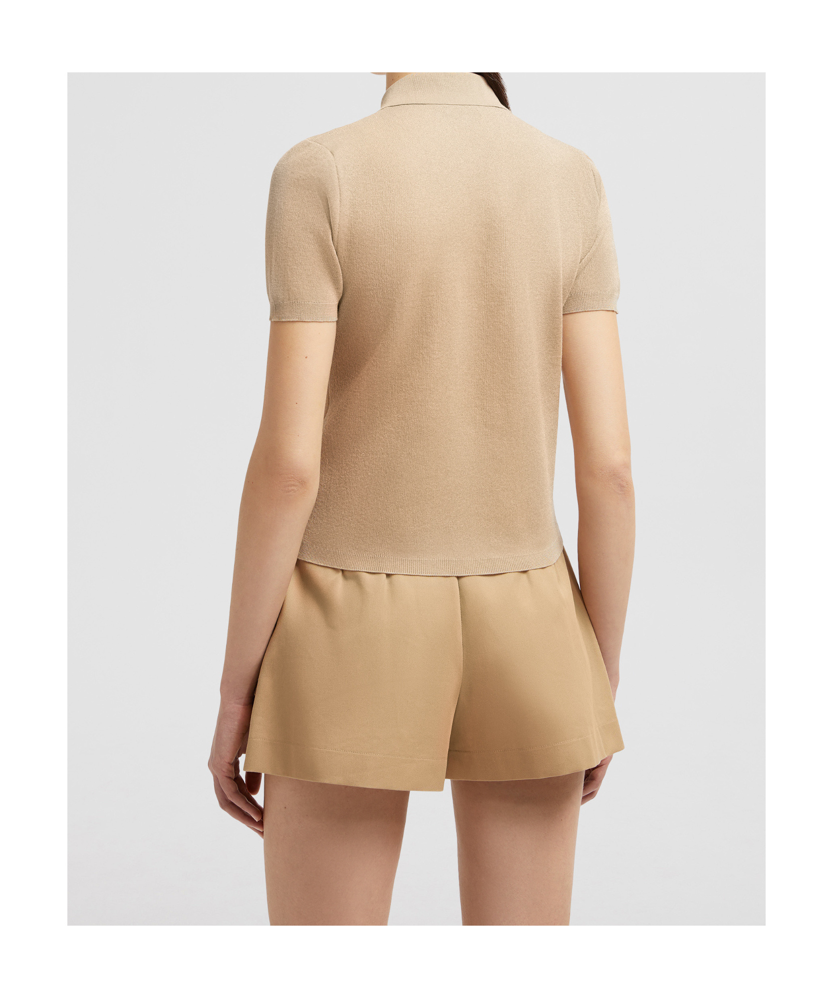Moncler Short-sleeved Polo Shirt In Light Beige