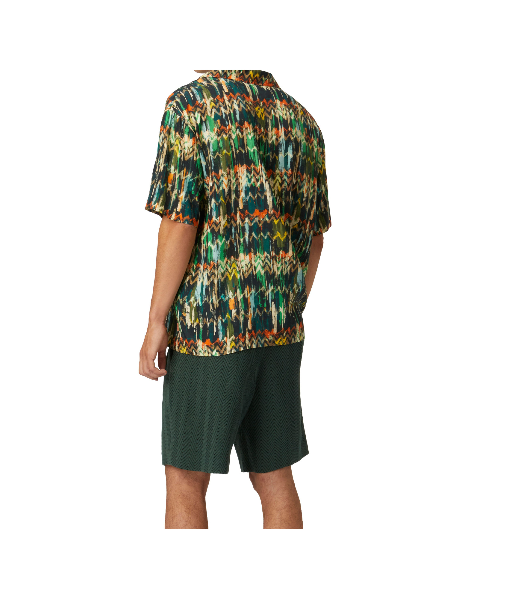 Missoni Bowling-shirt Aus Viskose Mit Zick-zack-print Und Gebürstetem Effekt In Green